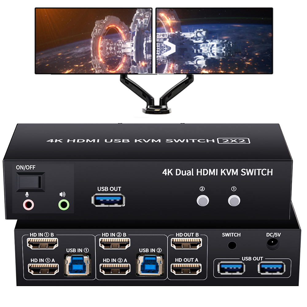 Kvm Switch Dual Monitor - Dual Monitor HDMI KVM Switch 2X2
