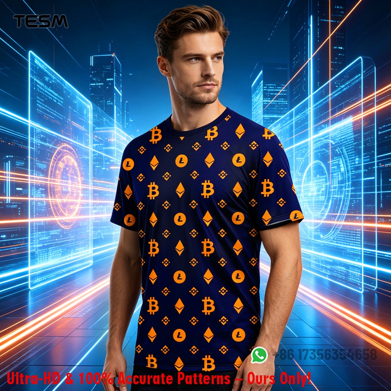 Office Tech Wear - เสื้อยืดลายคริปโตสำหรับผู้ชาย บิทคอยน์ อีเธอเรียม ไลท์คอยน์ พิมพ์ลายเทคแวร์ เสื้อยืดแขนสั้น