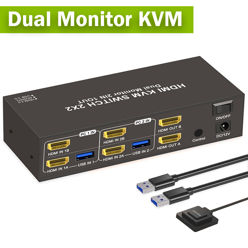 Kvm Switch Dual Monitor - 2x2 Dual Monitor HDMI KVM Switcher
