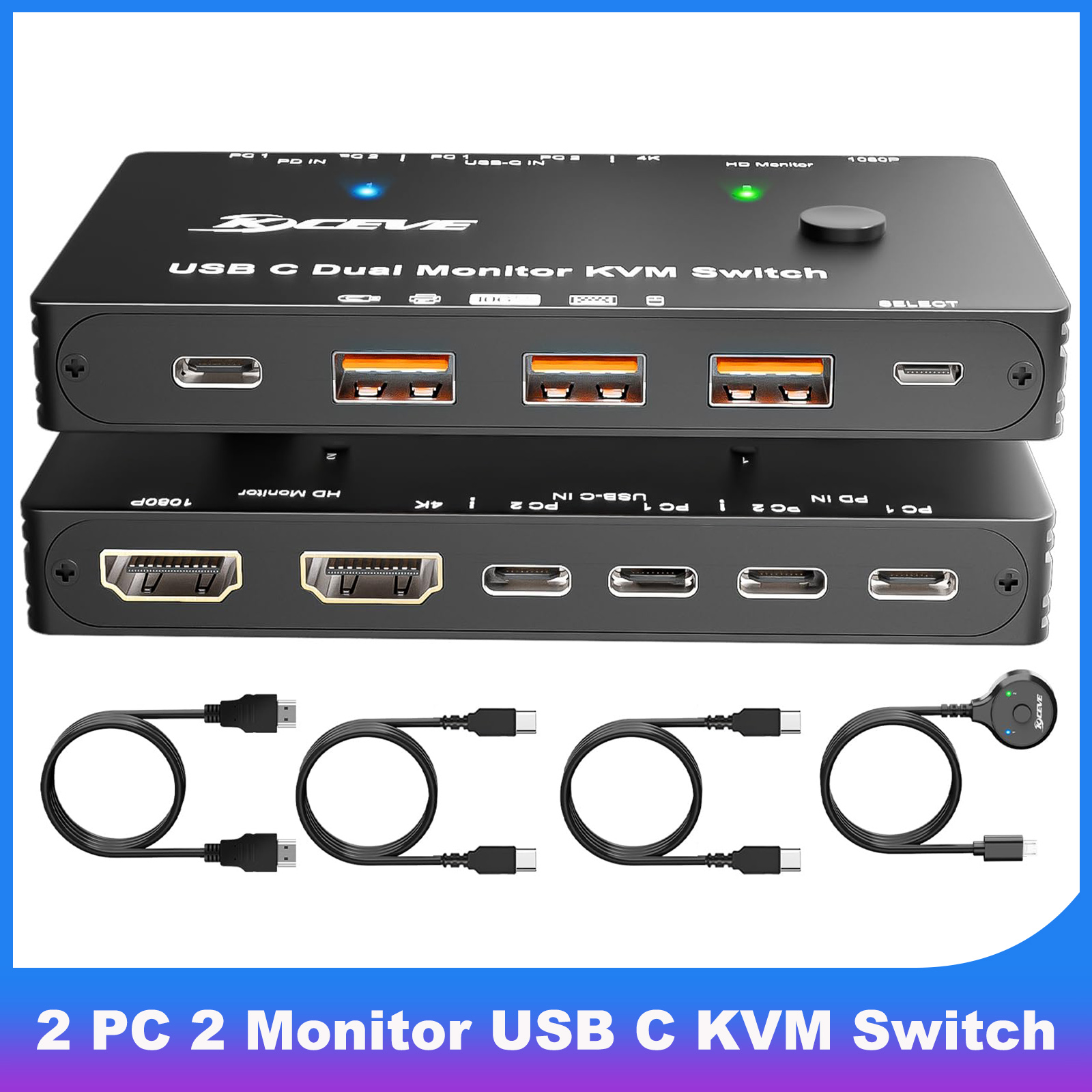 Kvm Switch Dual Monitor - 4K/1080P@60Hz USB C Dual Monitor KVM