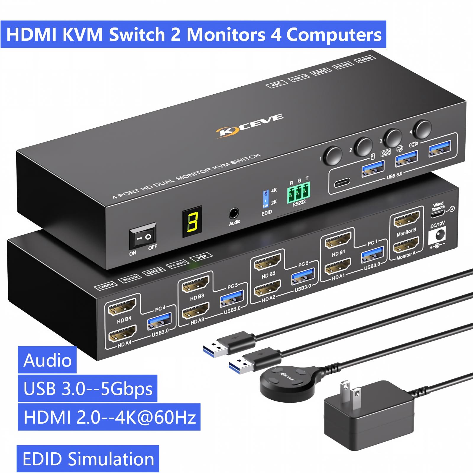 Kvm Switch Dual Monitor - สวิตช์ HDMI KVM 2 จอภาพ 4
