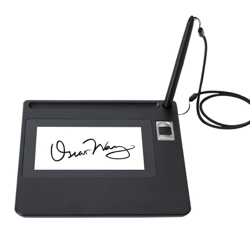 Digital Signature Pad - แผ่นรองเขียนดิจิตอลขนาด 5 นิ้ว พร้อมระบบสแกนลายนิ้วมือ หน้าจอ LCD