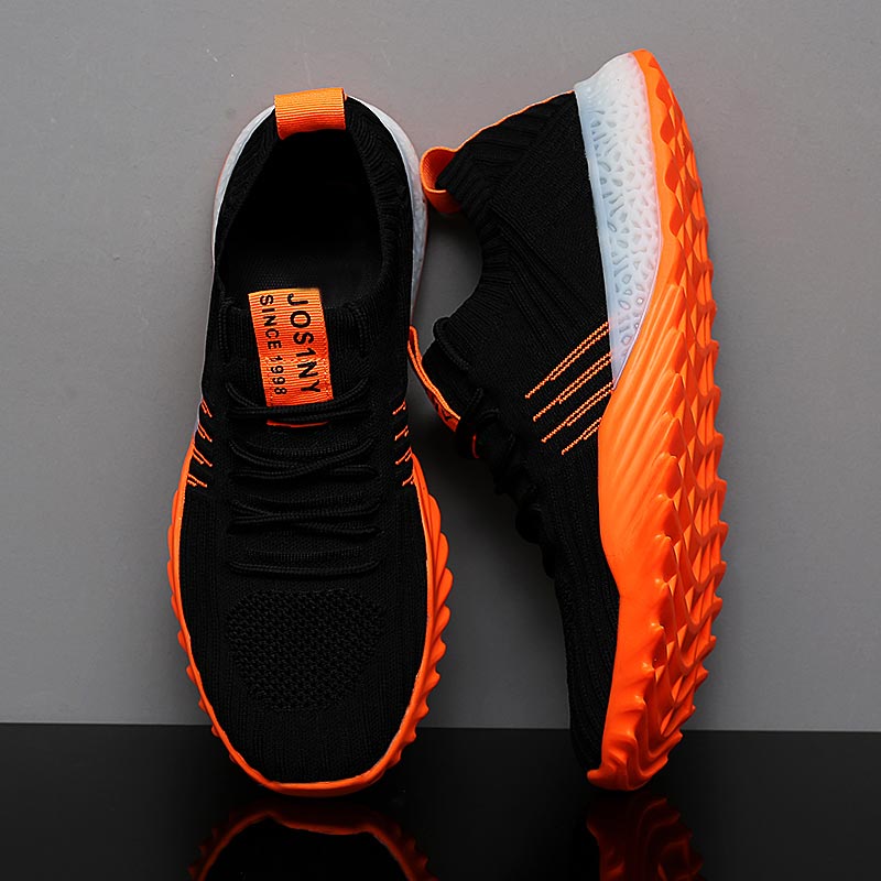 Tech Office Wear Men - Plusขนาดน้ำหนักเบาAir Mesh Menกีฬารองเท้าผู้หญิงรองเท้าผ้าใบManสีส้มสีดำBreathableรองเท้าผู้ชายกีฬาgym D-436