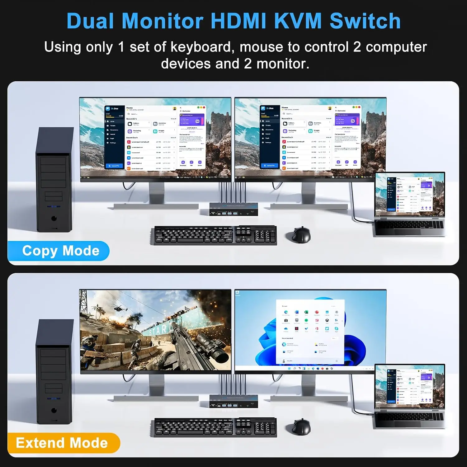 สวิตช์ KVM 2 คอมพิวเตอร์ 2 จอภ - Kvm Switch Dual Monitor บทวิจารณ์และราคา