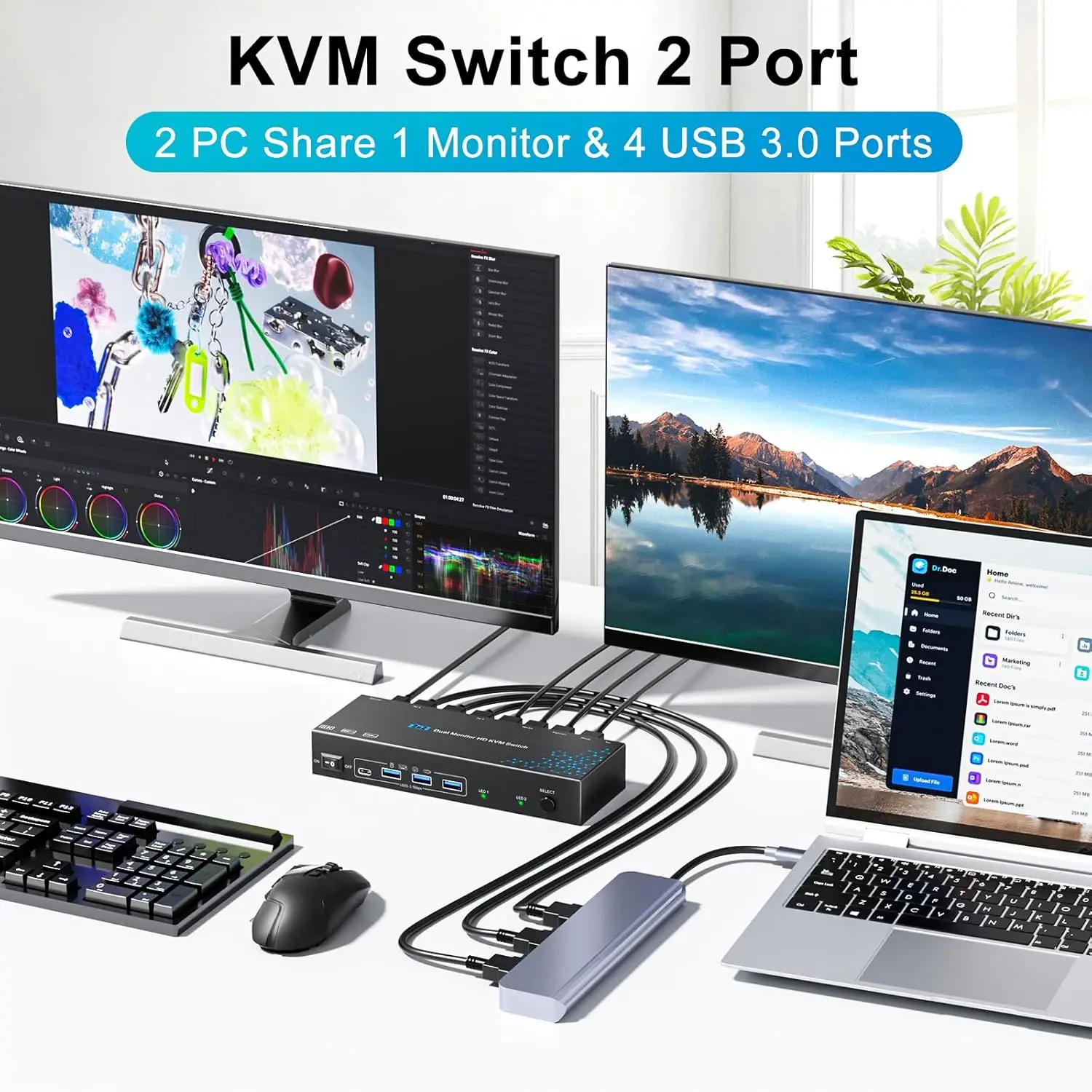 สวิตช์ KVM 2 คอมพิวเตอร์ 2 จอภ - Kvm Switch Dual Monitor บทวิจารณ์และราคา
