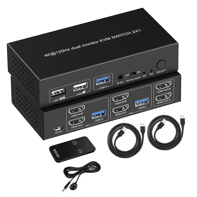 สวิตช์ KVM HDMI USB 3.0 รองรับ - Kvm Switch Dual Monitor บทวิจารณ์และราคา